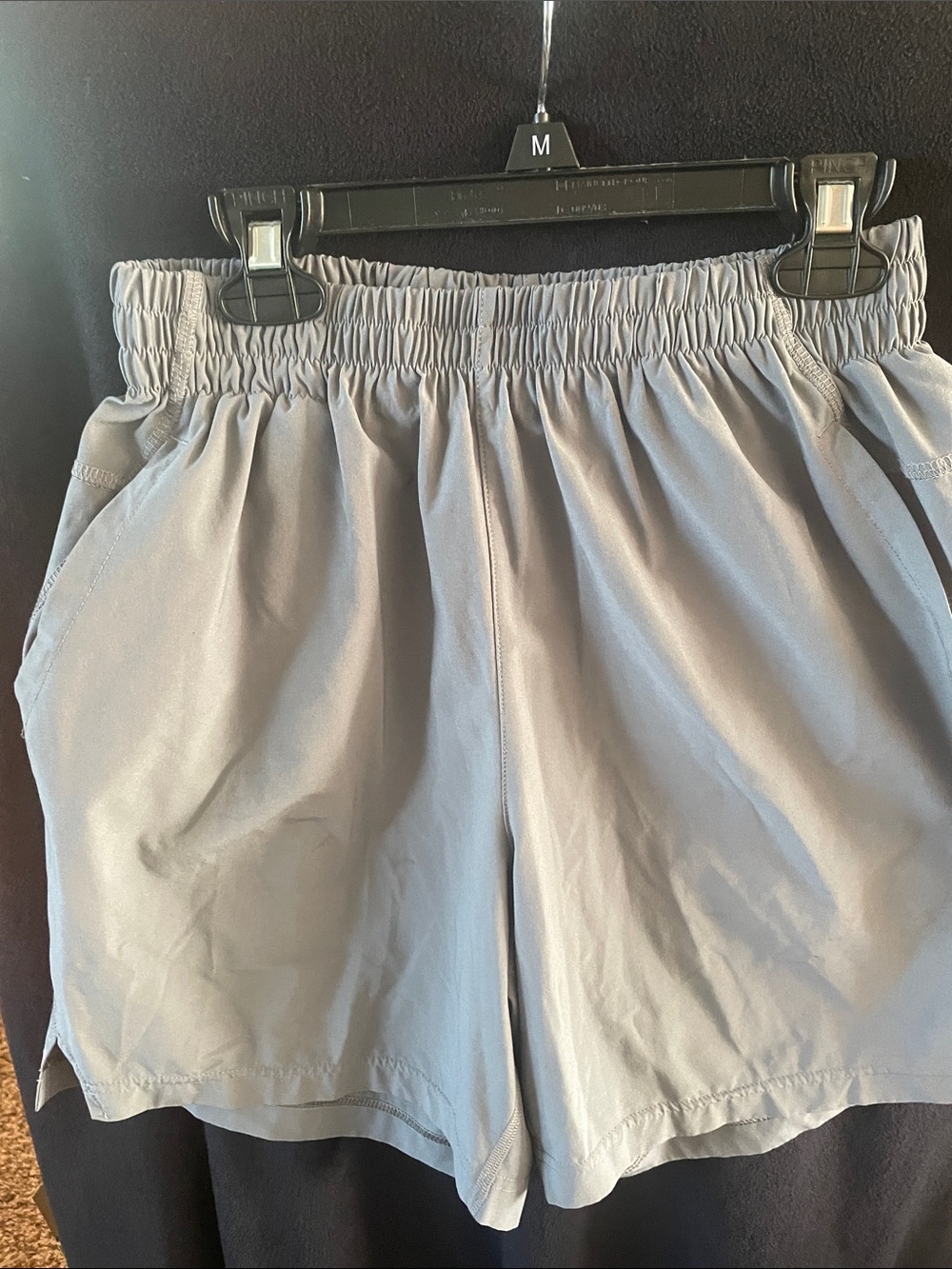 Men's Elastic-Waist Gray Athletic Shorts